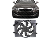 Front Radiator Cooling Fan Assembly Plastic Direct Replacement Compatible with 2011-2012 Hyundai Sonata / 2011-2013 Kia Optima KI3115136 HY3115129 253803R170 253803Q170