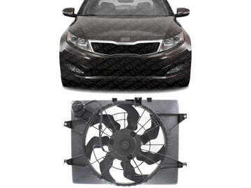 Front Radiator Cooling Fan Assembly Plastic Direct Replacement Compatible with 2011-2012 Hyundai Sonata / 2011-2013 Kia Optima KI3115136 HY3115129 253803R170 253803Q170