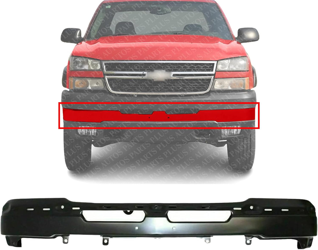 Front Bumper Face Bar Primed Steel Without Bracket Direct Replacement Compatible With 2003-2006 Chevrolet Silverado 1500 2500HD 3500 GM1002417 89025748