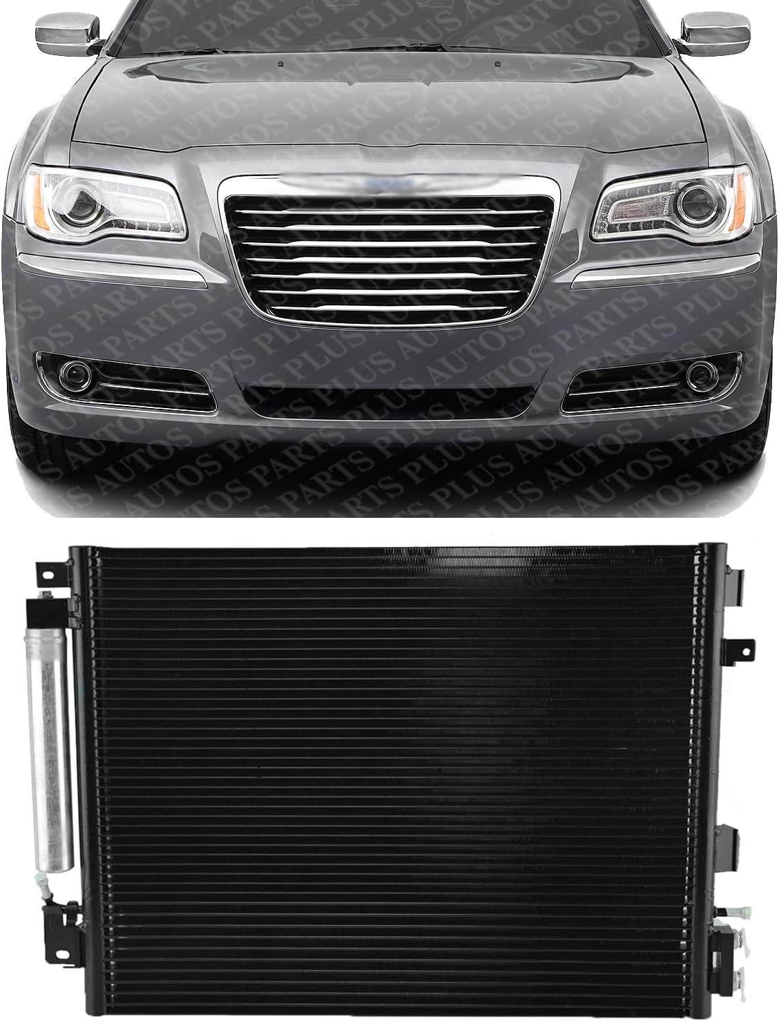 Front A/C Condenser Aluminum Core Direct Replacement Compatible With 2009-2010 Chrysler 300 / Dodge Charger CH3030241 68050127AB