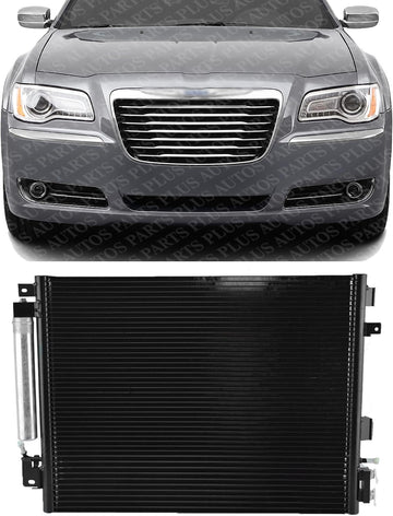 Front A/C Condenser Aluminum Core Direct Replacement Compatible With 2009-2010 Chrysler 300 / Dodge Charger CH3030241 68050127AB