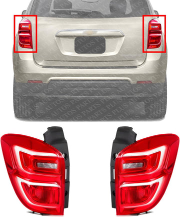 Set Of 2 Tail Light Assembly Left Driver & Right Passenger Side Direct Replacement Compatible With 2016-2017 Chevrolet Equinox GM2801279 GM2800279 23399182 23399181