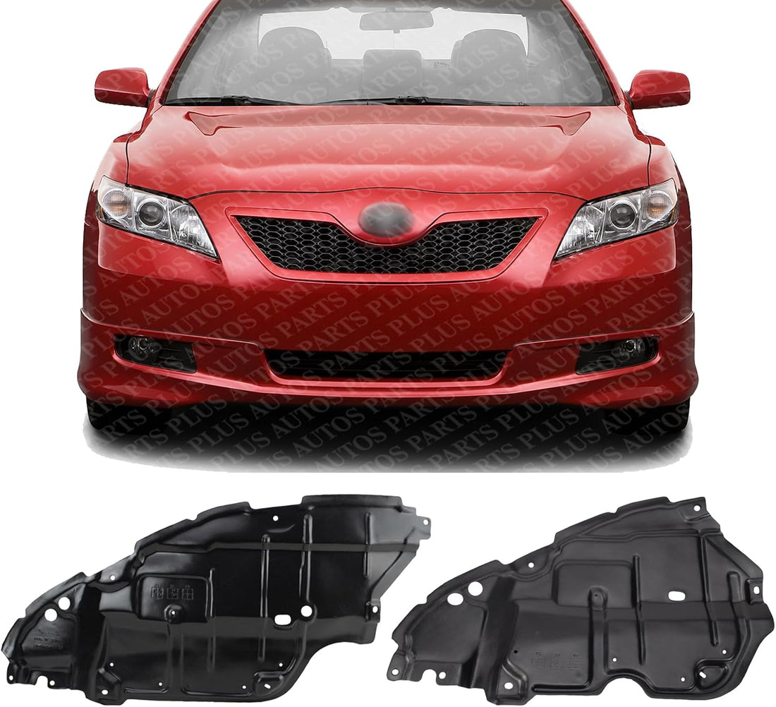Set of 2 Front Engine Splash Shield Under Cover Plastic Left Driver & Right Passenger Side Direct Replacement Compatible with 2007-2010 Toyota Camry TO1228135 TO1228134