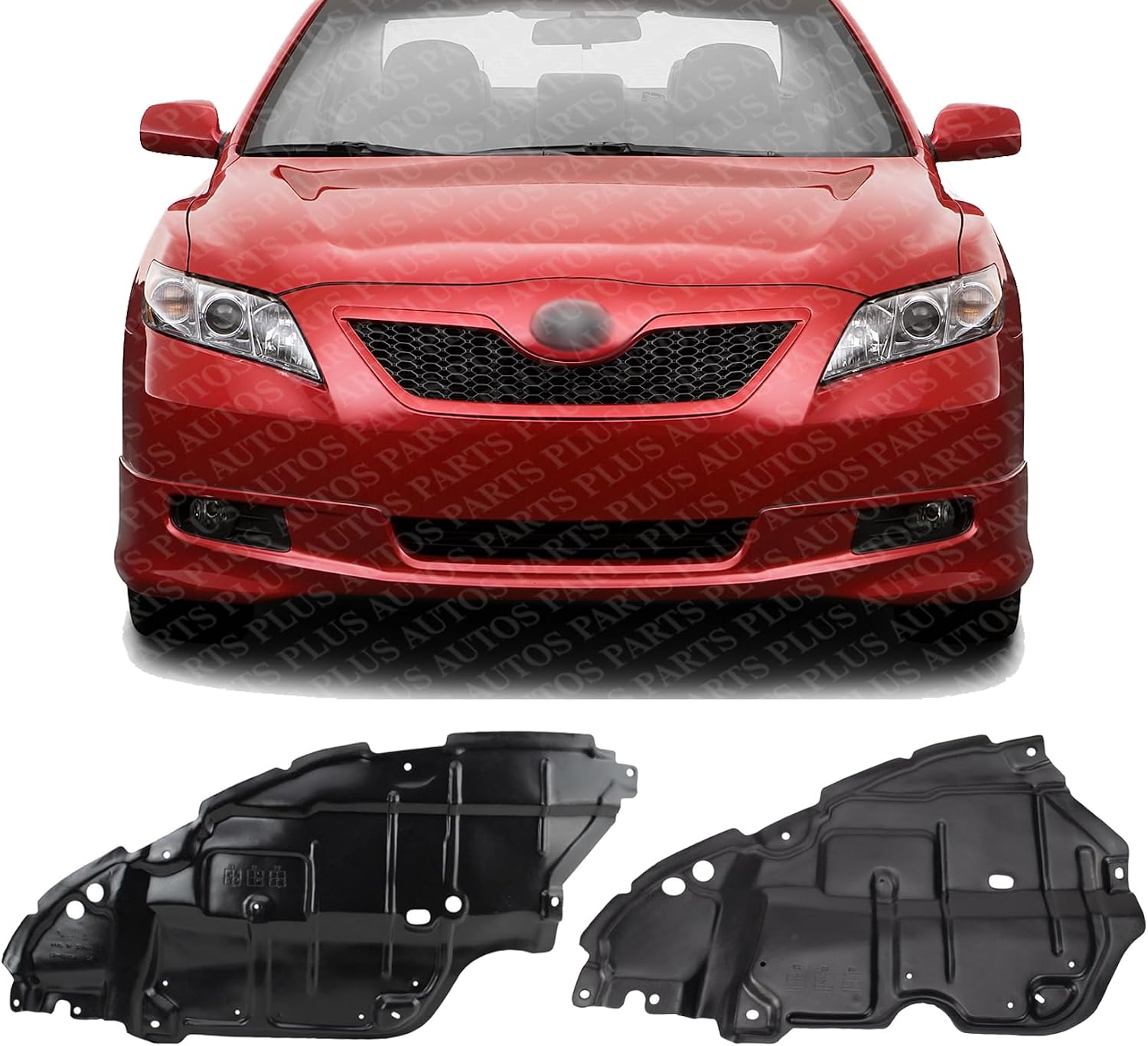 Set of 2 Front Engine Splash Shield Under Cover Plastic Left Driver & Right Passenger Side Direct Replacement Compatible with 2007-2010 Toyota Camry TO1228135 TO1228134
