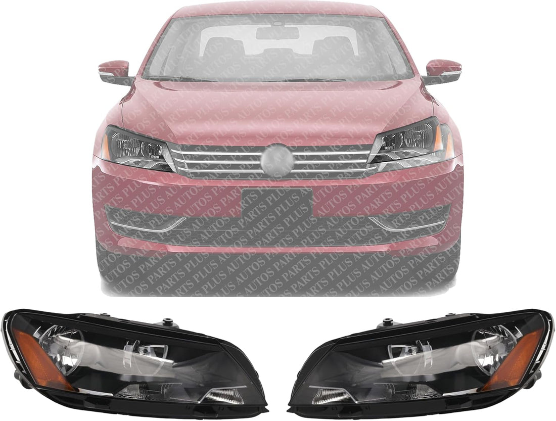 Set Of 2 Front Head Light Assembly Left Driver & Right Passenger Side Direct Replacement Compatible With 2012-2015 Volkswagen Passat VW2503148 VW2502148 561941006D 561941005D