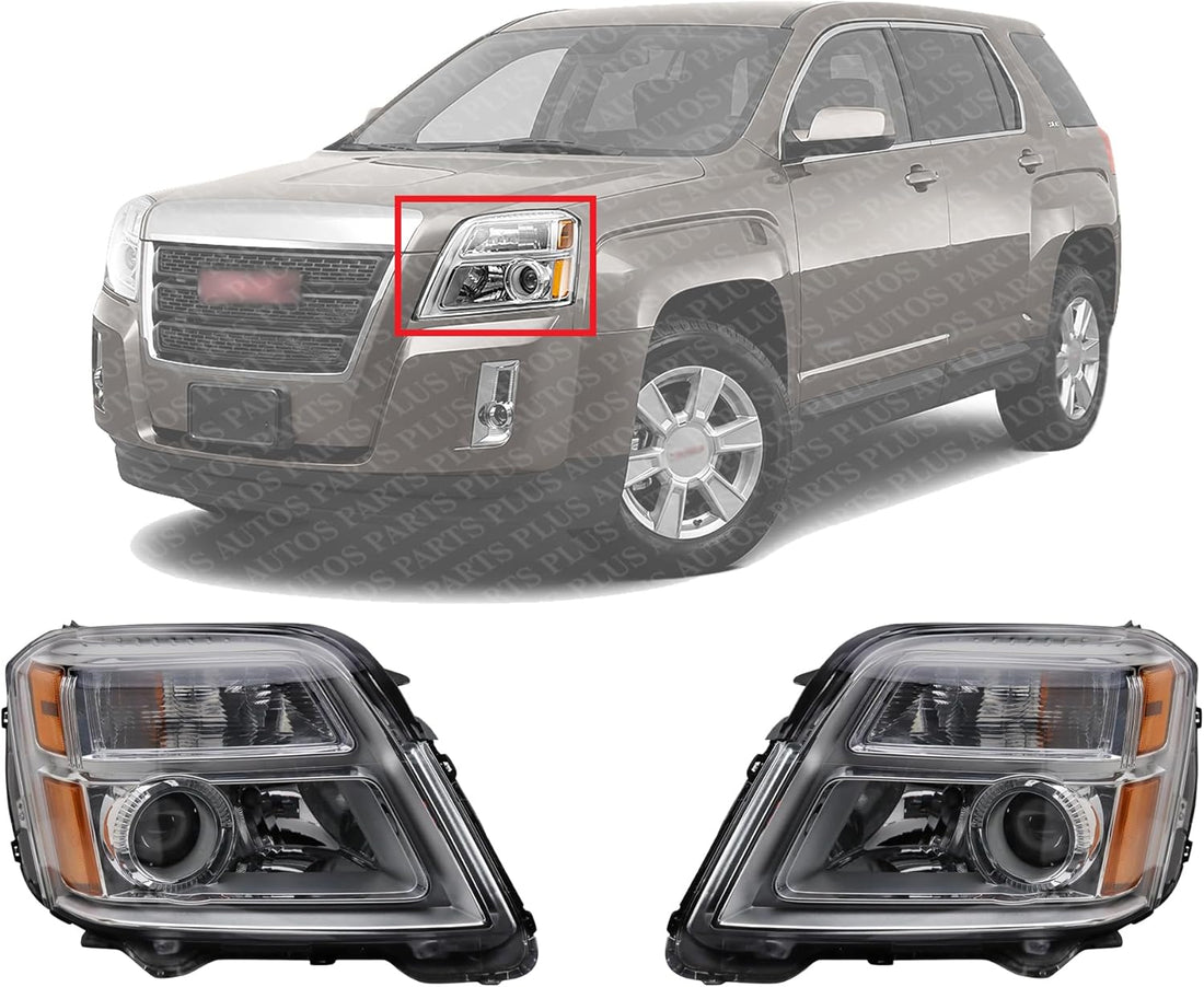 Set Of 2 Front Headlight Assembly Halogen Right Passenger & Left Driver Side Direct Replacement Compatible With 2010-2015 GMC Terrain GM2503350 GM2502350 84791974 84791975