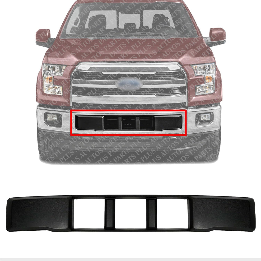Front Center Bumper Trim Textured Direct Replacement Compatible With 2015-2017 Ford F-150 FO1044110 FL3Z17E810CA