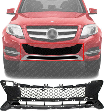 Front Bumper Center Grille Textured Plastic Direct Replacement Compatible With 2013-2015 Mercedes Benz GLK-Class MB1036149 2048856823