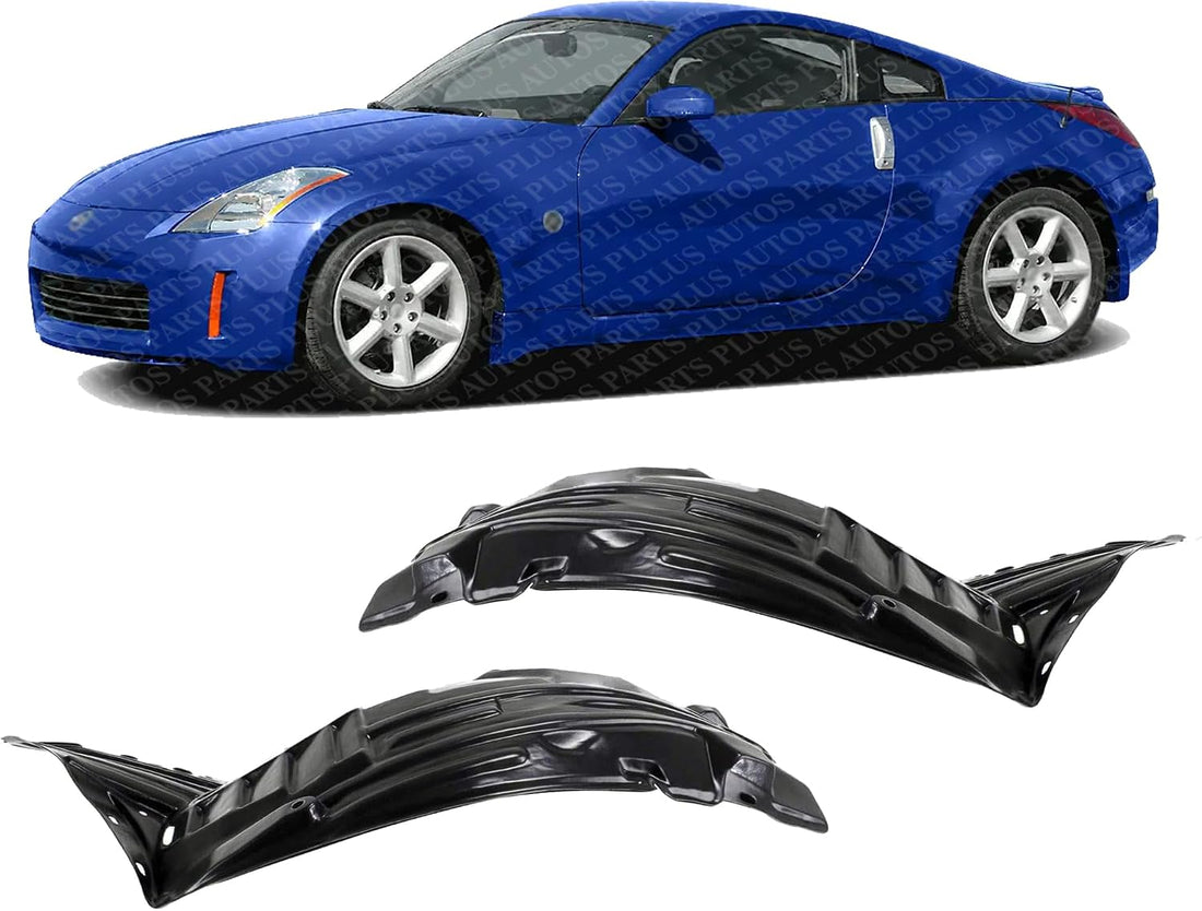 Set Of 2 Front Section Fender Liner Plastic Left Driver & Right Passenger Side Direct Replacement Compatible With 2003-2005 Nissan 350Z NI1251130 NI1250130 63844CD000 63845CD000