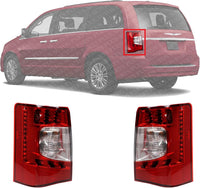 Set Of 2 Tail Light Assembly Plastic Left Driver & Right Passenger Side Direct Replacement Compatible With 2011-2016 Chrysler Town & Country CH2801198 CH2800198
