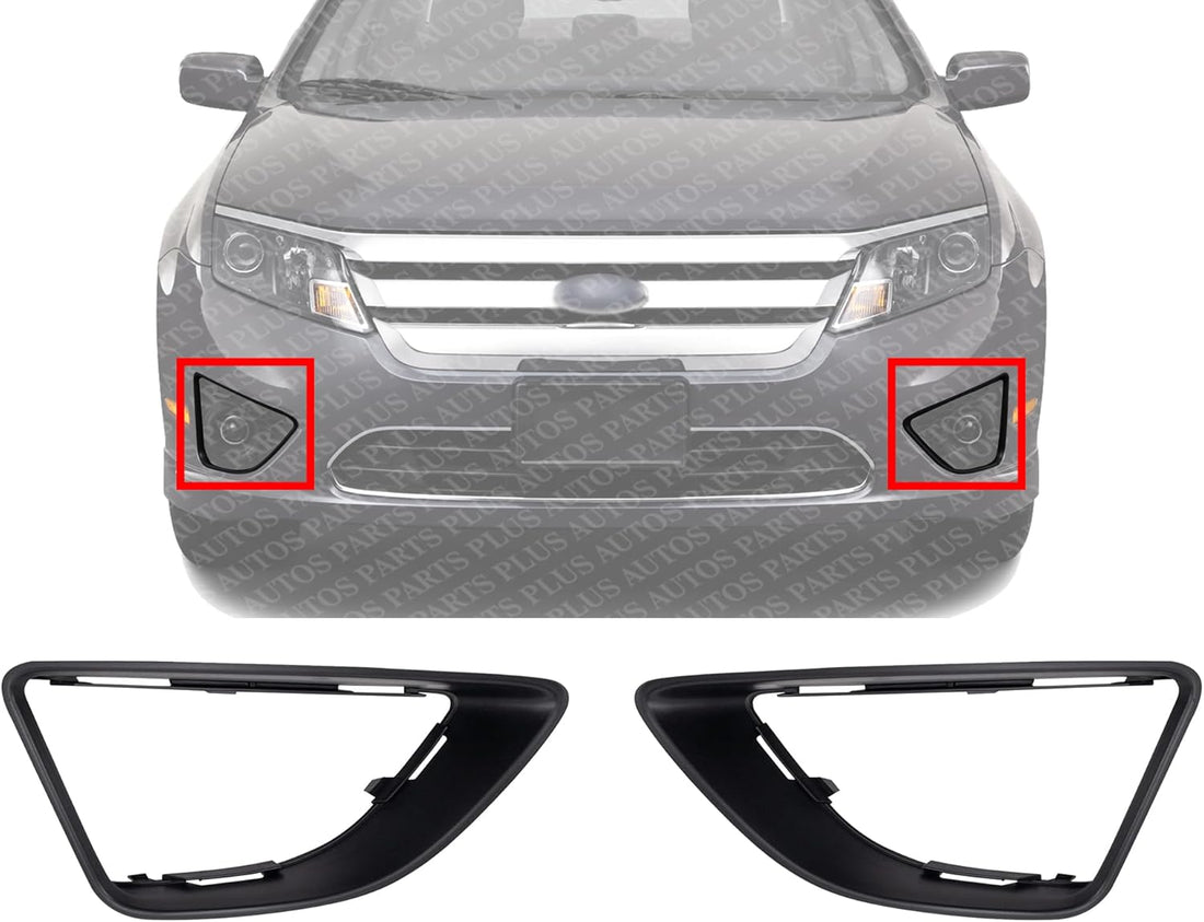 Set Of 2 Front Fog Lamp Molding Textured Left Driver & Right Passenger Side Direct Replacement Compatible With 2010-2012 Ford Fusion FO1039121 FO1038121 AE5Z17E810EA