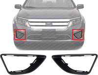Set Of 2 Front Fog Lamp Molding Textured Left Driver & Right Passenger Side Direct Replacement Compatible With 2010-2012 Ford Fusion FO1039121 FO1038121 AE5Z17E810EA