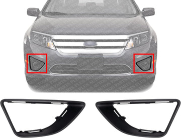 Set Of 2 Front Fog Lamp Molding Textured Left Driver & Right Passenger Side Direct Replacement Compatible With 2010-2012 Ford Fusion FO1039121 FO1038121 AE5Z17E810EA