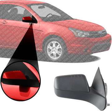 Front Power Mirror Non-Folding Non-Heated Paintable/Textured 2 Caps Right Passenger Side Direct Replacement Compatible With 2008-2011 Ford Focus FO1321318 FO1321403 8S4Z17682BA-PFM