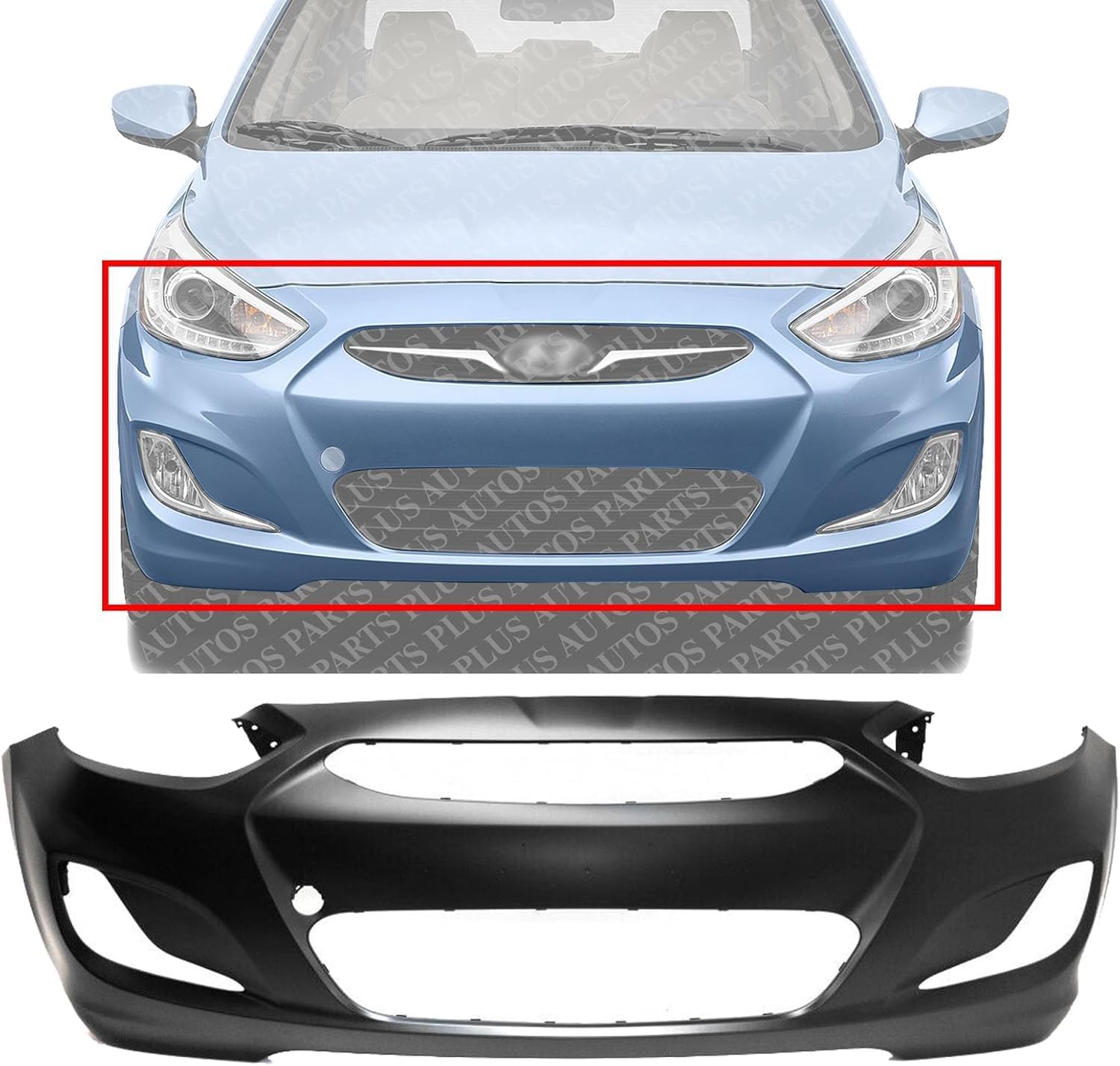 Front Bumper Cover Primed Direct Replacement Compatible With 2014-2017 Hyundai Accent HY1000201 865111R010