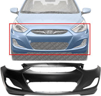 Front Bumper Cover Primed Direct Replacement Compatible With 2014-2017 Hyundai Accent HY1000201 865111R010