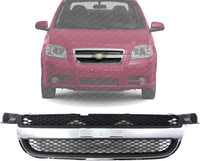 Front Grille With Chrome Center Bar Textured Black Shell And Insert Direct Replacement Compatible With 2007-2011 Chevrolet Aveo GM1200577 96648529