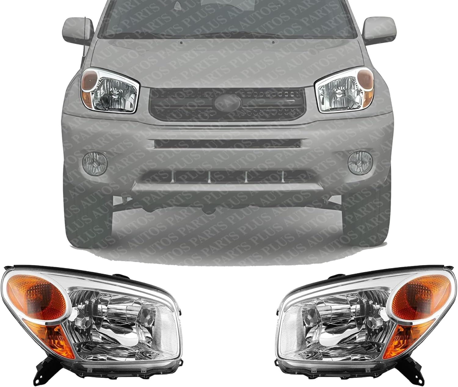Set Of 2 Front Headlight Lens And Housing Right Passenger & Left Driver Side Direct Replacement Compatible With 2004-2005 Toyota RAV4 TO2518103 TO2519103 8110642280 8110542280