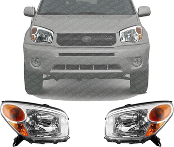 Set Of 2 Front Headlight Lens And Housing Right Passenger & Left Driver Side Direct Replacement Compatible With 2004-2005 Toyota RAV4 TO2518103 TO2519103 8110642280 8110542280