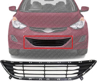Front Bumper Grille Textured With Chrome Insert Plastic Direct Replacement Compatible With Hyundai Elantra 2011-2013 HY1036123 865603X000
