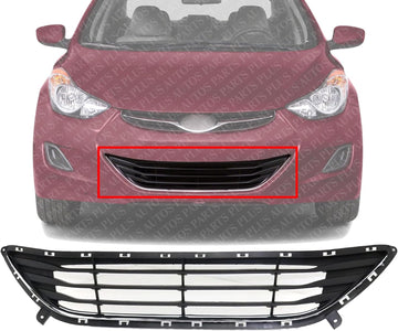 Front Bumper Grille Textured With Chrome Insert Plastic Direct Replacement Compatible With Hyundai Elantra 2011-2013 HY1036123 865603X000