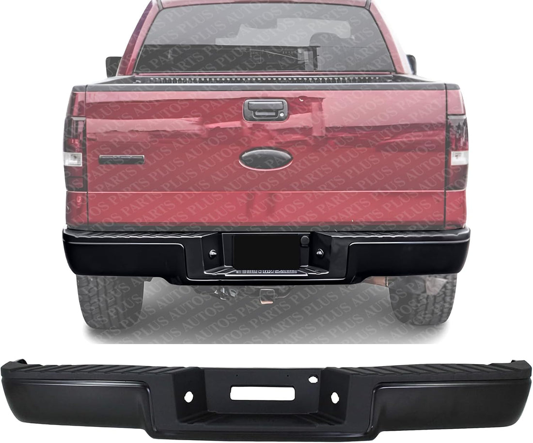Rear Step Bumper Assembly Steel Without Rear Object Sensor Holes Direct Replacement Compatible With 2006-2008 Ford F-150 / Lincoln Mark FO1103137 8L3Z17906DPTM-PFM