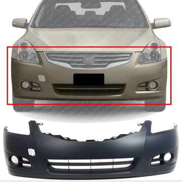 Front Bumper Cover Primed Direct Replacement Compatible With 2010-2012 Nissan Altima NI1000268 62022ZX00H