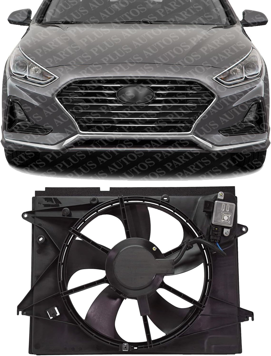 Front Radiator Cooling Fan Assembly Plastic Direct Replacement Compatible With 2018-2019 Hyundai Sonata HY3115160 25380C2500