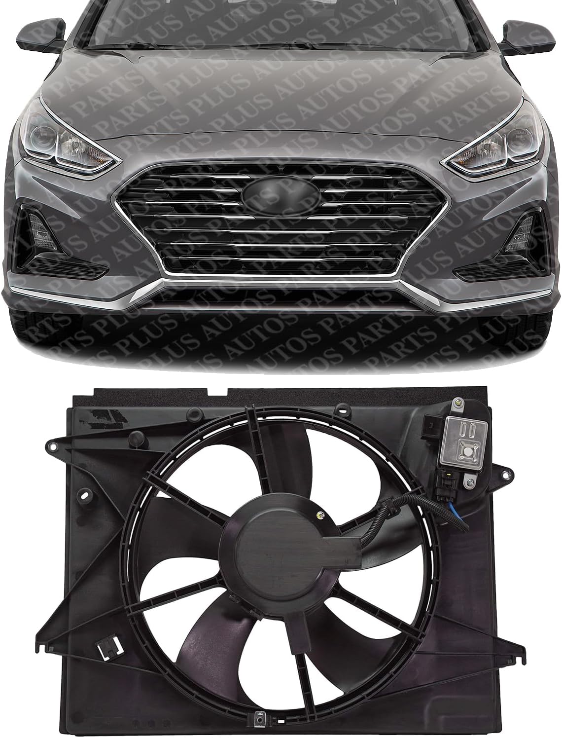 Front Radiator Cooling Fan Assembly Plastic Direct Replacement Compatible With 2018-2019 Hyundai Sonata HY3115160 25380C2500