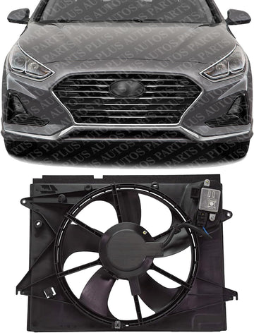 Front Radiator Cooling Fan Assembly Plastic Direct Replacement Compatible With 2018-2019 Hyundai Sonata HY3115160 25380C2500