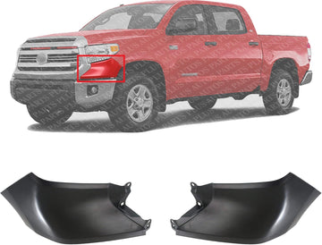Set Of 2 Front Fender Filler Primed Plastic Left Driver & Right Passenger Side Direct Replacement Compatible With 2014-2021 Toyota Tundra TO1243101 TO1242101 539310C903 539320C903