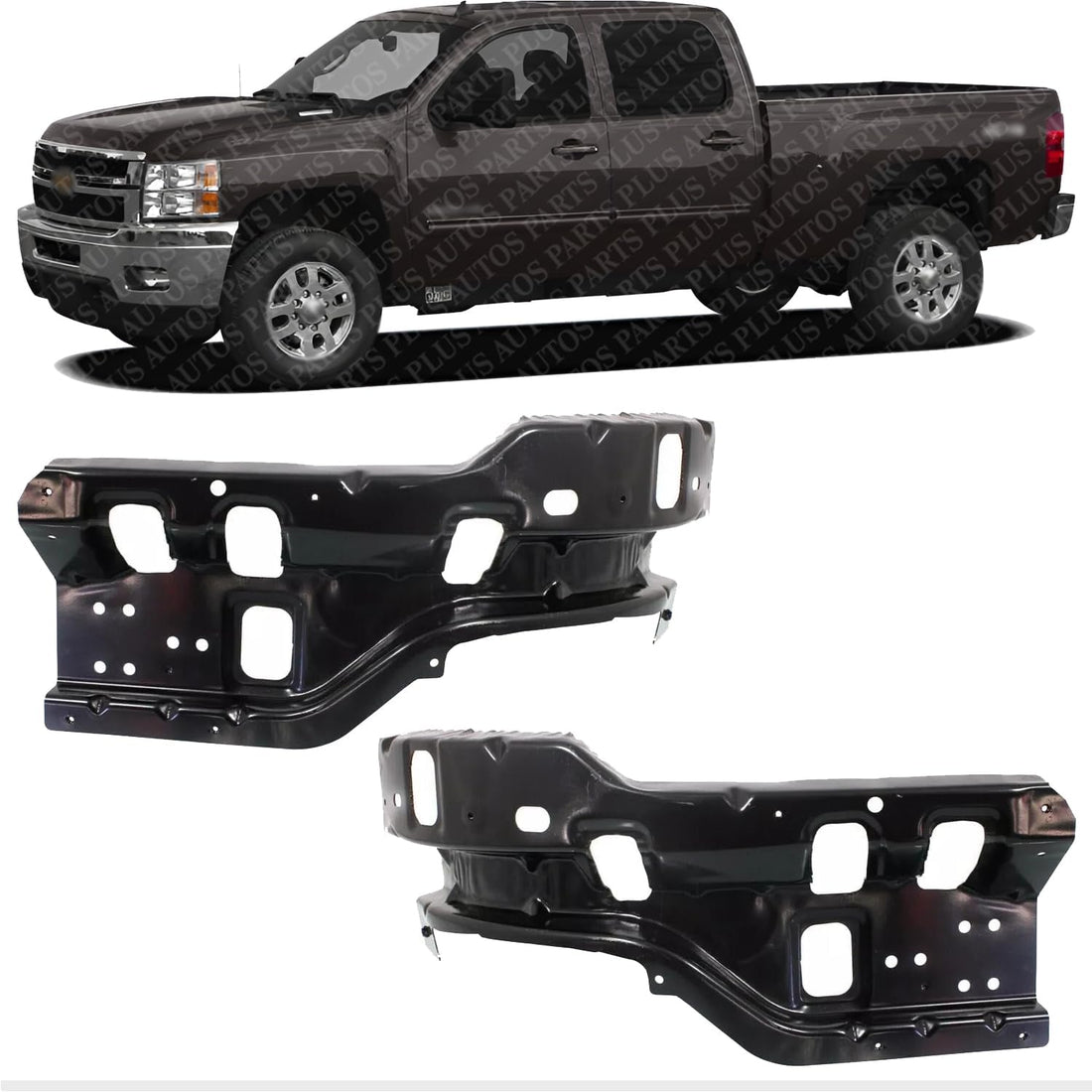 Set Of 2 Front Bumper Bracket Left Driver & Right Passenger Side Direct Replacement Compatible With 2011-2014 Chevrolet Silverado 2500HD 3500HD GM1067193 GM1066193 25883350 25883351