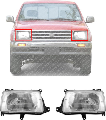 Set Of 2 Front Headlight Assembly Halogen Right Passenger & Left Driver Side Direct Replacement Compatible With 1993-1998 Toyota T100 TO2502119 TO2503119 8115034010 8111034010