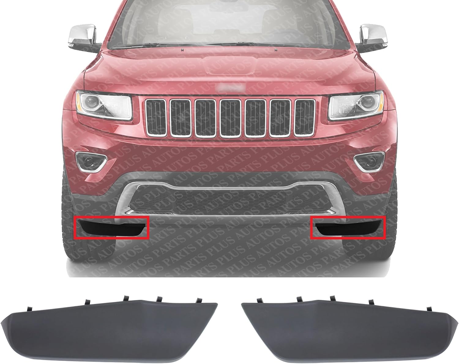 Set Of 2 Front Bumper Trim Textured Right Passenger & Left Driver Side Direct Replacement Compatible With 2011-2016 Jeep Grand Cherokee CH1088100 CH1089101 CH1089100 68078296AA