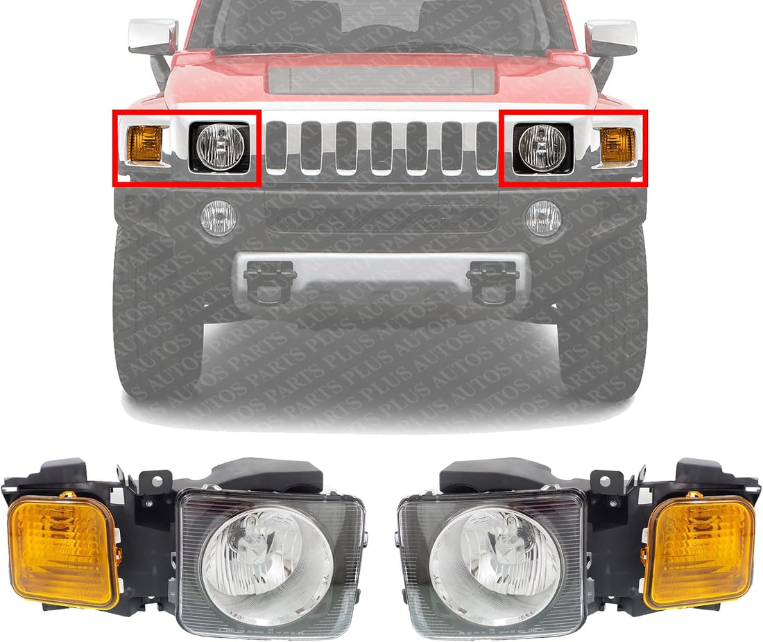 Set Of 2 Front Head Light Assembly Halogen Left Driver & Right Passenger Side 2006-2010 Hummer H3 / 2009-2010 H3T HU2502100 HU2503100 15951163 15951164