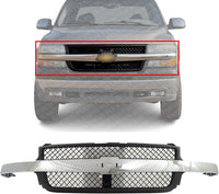 Front Grille Black Mesh With Chrome Center Bar Direct Replacement Compatible With 2001-2002 Chevrolet Silverado 2500HD / 3500 GM1200523 15088290