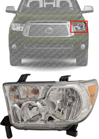 Front Head Light Assembly Left Driver Side Direct Replacement Compatible With 2009-2013 Toyota Tundra TO2502194 811500C070
