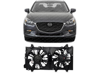 Front Cooling Dual Fan Assembly Plastic Direct Replacement Compatible with 2014-2018 Mazda 3 MA3115161 PE2015025