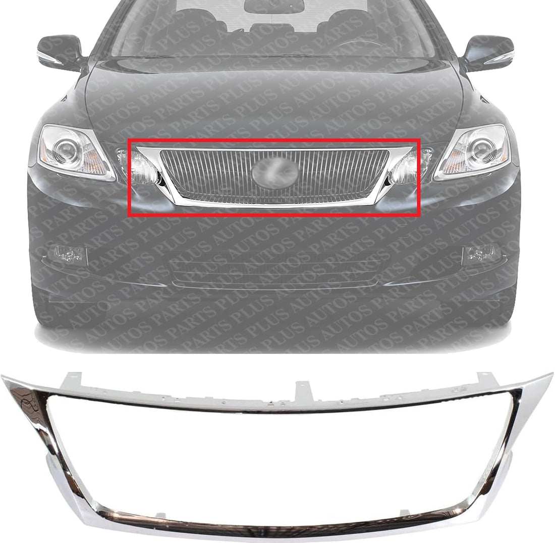 Front Grille Molding Chrome Direct Replacement Compatible With 2008-2011 Lexus GS350 GS450H GS460 LX1210102 5271130250