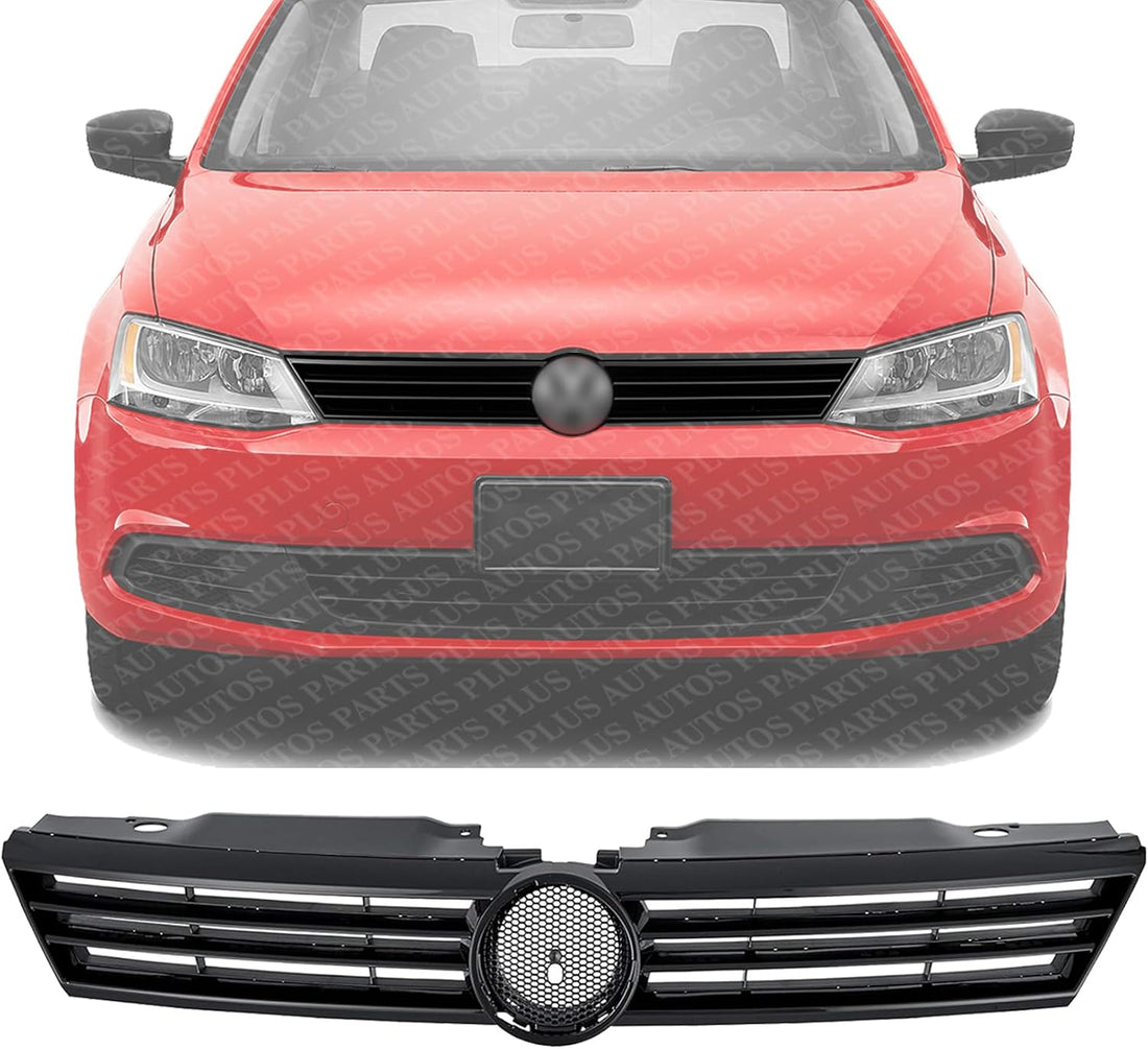 Front Grille Assembly Primed Shell And Insert Plastic Direct Replacement Compatible With 2011-2014 Volkswagen Jetta VW1200151 5C6853651QWA
