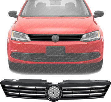 Front Grille Assembly Primed Shell And Insert Plastic Direct Replacement Compatible With 2011-2014 Volkswagen Jetta VW1200151 5C6853651QWA