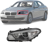 Front Headlight Assembly Halogen Left Driver Side Direct Replacement Compatible With 2011-2013 BMW 5-Series BM2502174 63117203243