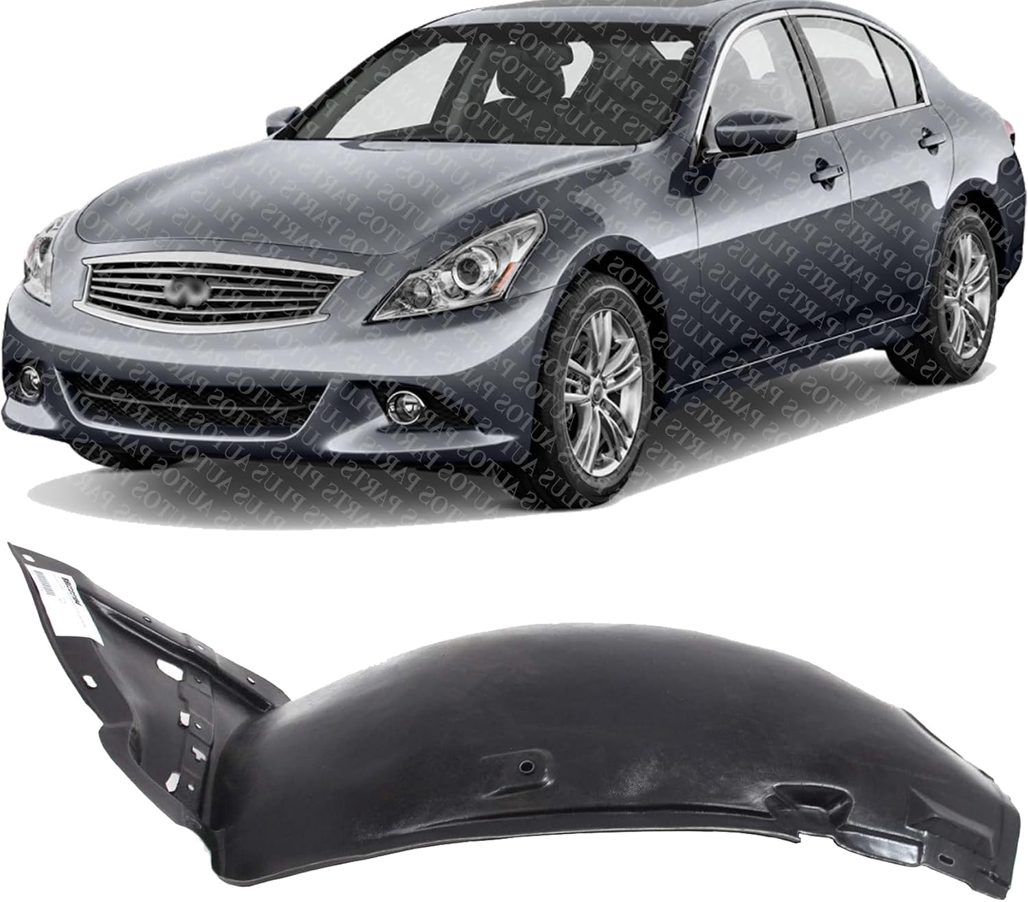 Front Section Fender Liner Left Driver Side Direct Replacement Compatible With 2007-2008 Infiniti G35 / 2009-2013 G37 IN1248119 63845JK30A