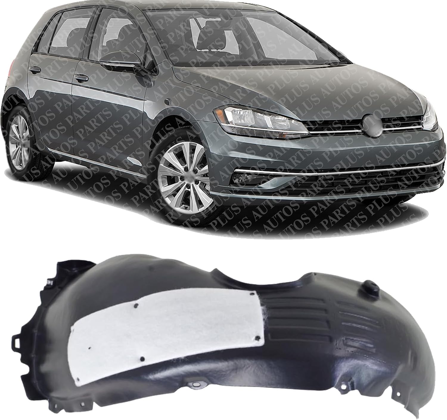 Front Fender Liner Rear Section Right Passenger Side Direct Replacement Compatible With 2018-2021 Volkswagen Golf / 2015-2020 Volkswagen e-Golf VW1249146 5G0805970N