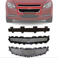 Set Of 3 Front Grille Cover + Upper & Center Paintable Shell and Insert Direct Replacement Compatible With 2008-2012 Chevrolet Malibu GM1223104 GM1200600 GM1200601 15823699 15823700