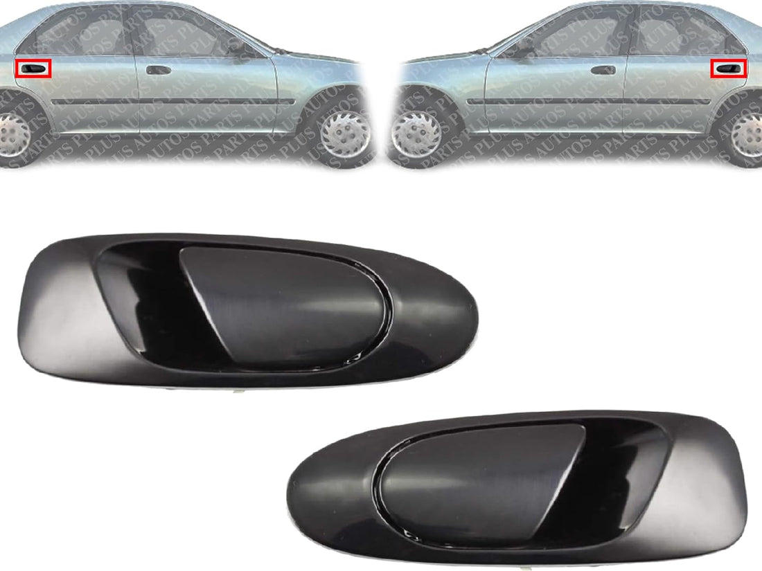 Set Of 2 Rear Exterior Door Handle Textured Left Driver & Right Passenger Side Direct Replacement Compatible With 1992-1995 Honda Civic HO1521102 HO1520102 72640SR4J01ZC 72680SR4J01ZC