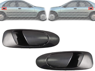 Set Of 2 Rear Exterior Door Handle Textured Left Driver & Right Passenger Side Direct Replacement Compatible With 1992-1995 Honda Civic HO1521102 HO1520102 72640SR4J01ZC 72680SR4J01ZC