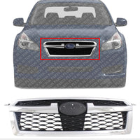 Front Grille Assembly Textured Shell And Insert With Chrome Molding Direct Replacement Compatible With 2013-2014 Subaru Legacy SU1200157 91121AJ13A