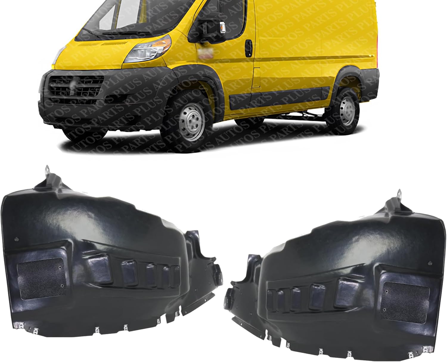 Set Of 2 Front Fender Liner Right Passenger & Left Driver Side Direct Replacement Compatible With 2014-2023 Ram ProMaster Van CH1249197 CH1248197 68193702AC 68193703AC