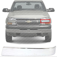 Front Grille Molding Chrome Left Driver Side Direct Replacement Compatible With 2003-2006 Chevrolet Silverado GM1212105 10397973